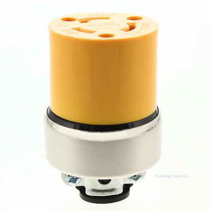 Cooper 2355 Yellow Armored Locking Connector L10-20R 20A 125/250V 3-Pole 3-Wire