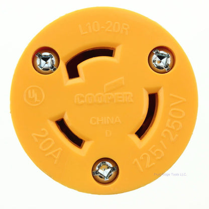 Cooper 2355 Yellow Armored Locking Connector L10-20R 20A 125/250V 3-Pole 3-Wire