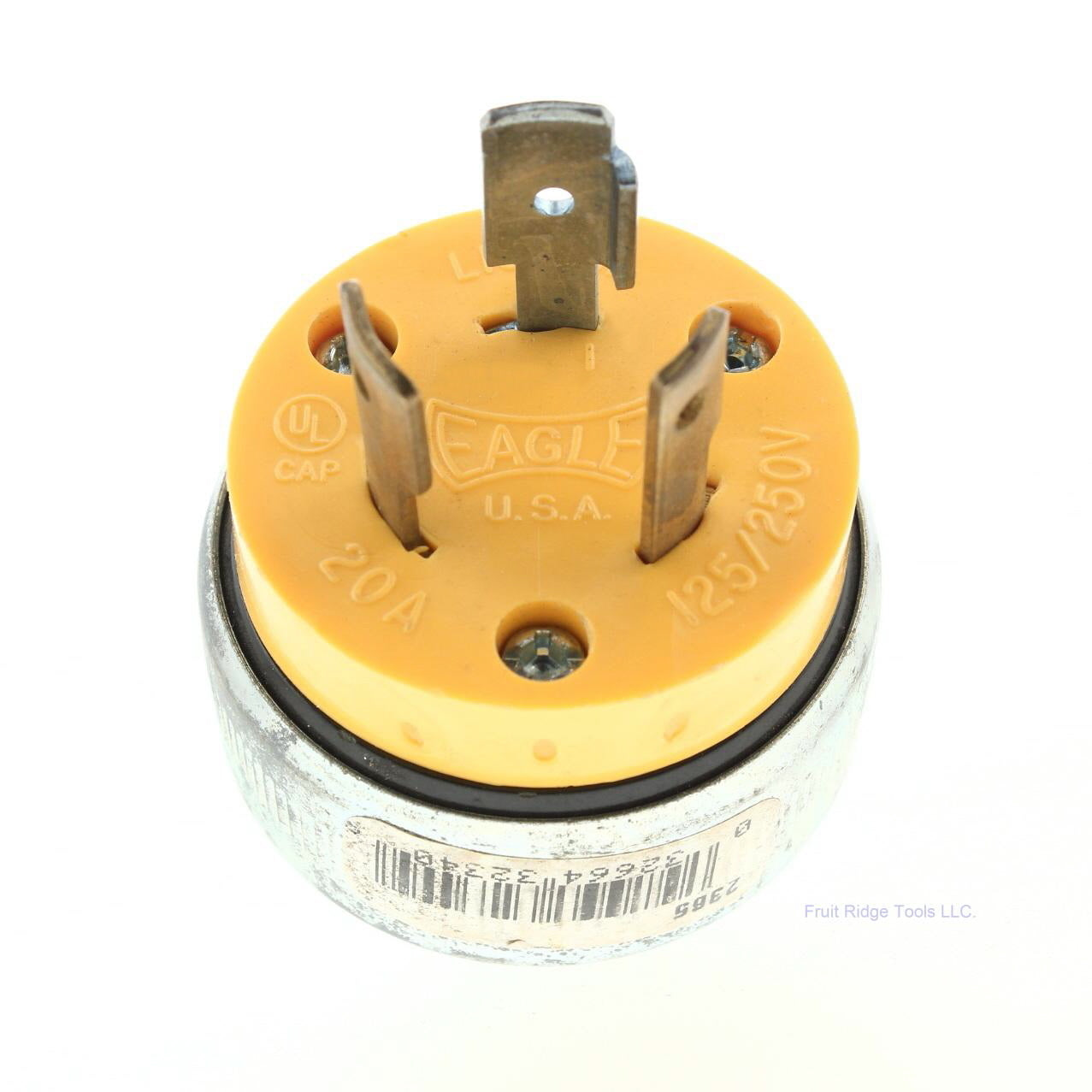 Eagle 2365 Yellow Armored Nylon Locking Plug L10-20P 20A 125/250V 3-Pole 3-Wire