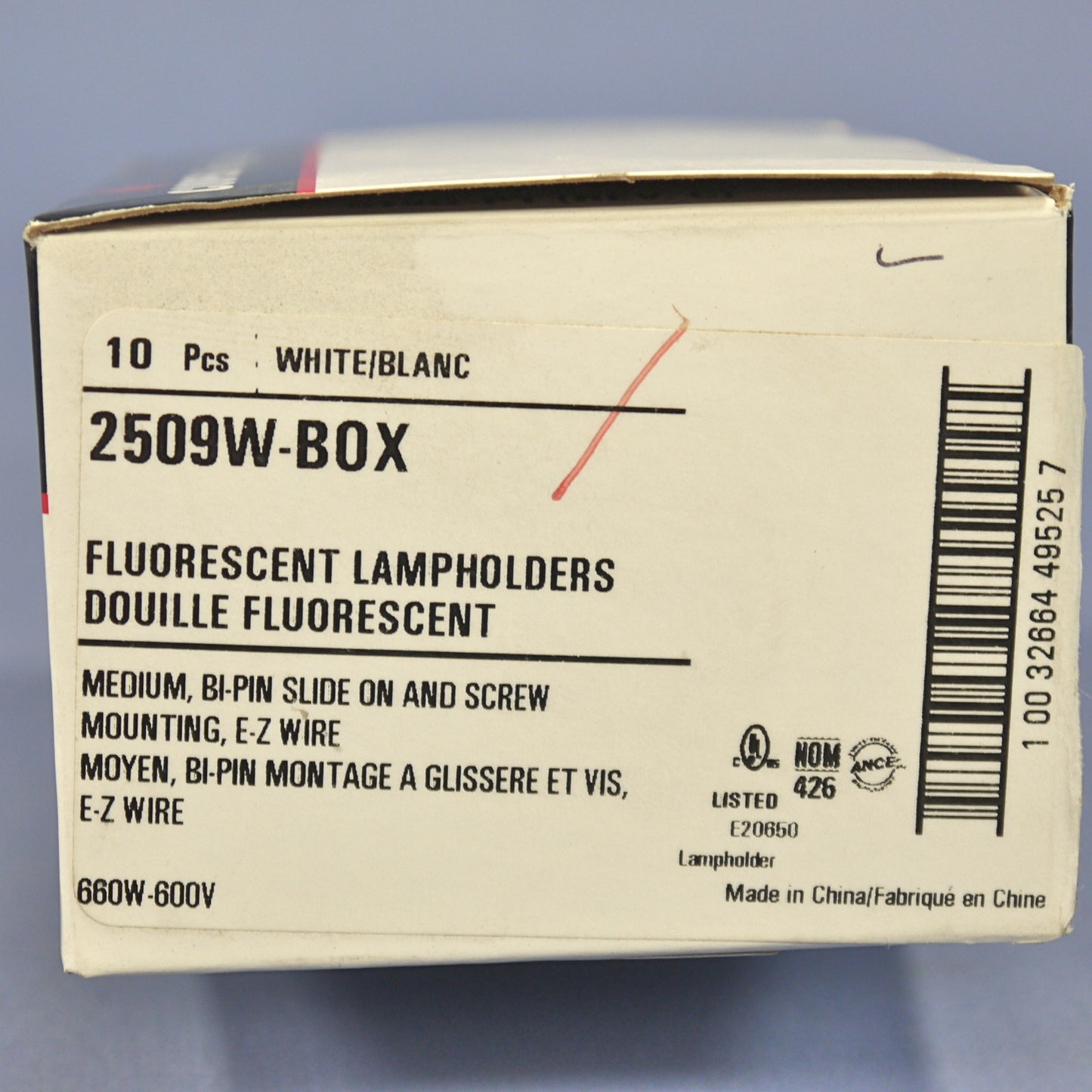 10 Cooper Fluorescent Lamp Holder Light Sockets T8 T12 Medium Bi-Pin 2509W