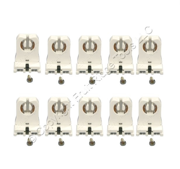 Cooper 2510W Fluorescent Lampholder Short Sockets T8 T12 Medium Bi-Pin 10-Pack