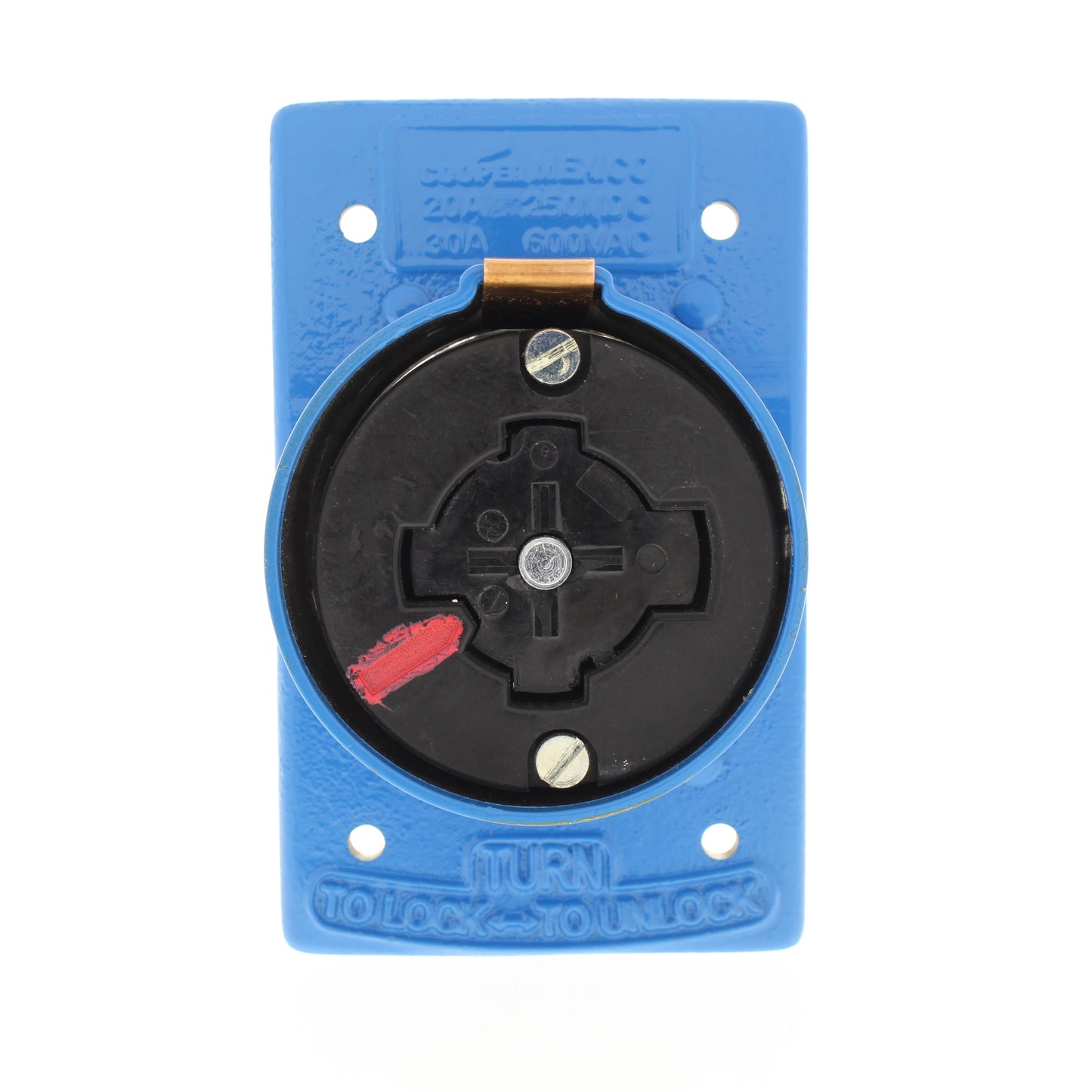 Cooper 25403 Blue Industrial CastIron Powerlock 30A/600VAC 20A/250VDC Receptacle