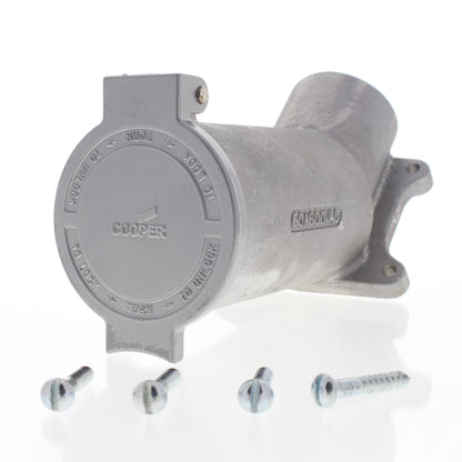 Cooper 26421 Gray Industrial Receptacle Angled W/Lid Powerlock 60A 600V 3P4W