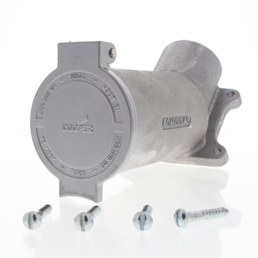 Cooper 26421 Gray Industrial Receptacle Angled W/Lid Powerlock 60A 600V 3P4W