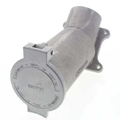 Cooper 26421 Gray Industrial Receptacle Angled W/Lid Powerlock 60A 600V 3P4W
