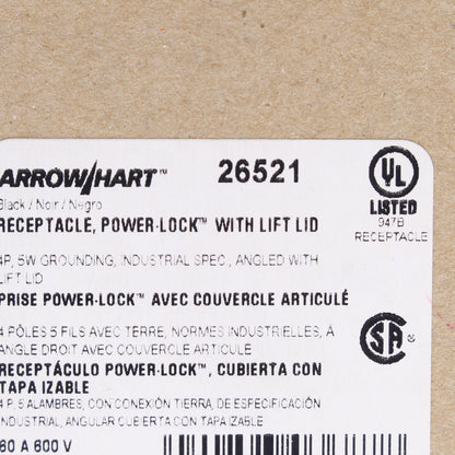 Cooper Arrow Hart 26521 Power-Lock 60A 600V Non-NEMA Aluminum Angled Outlet