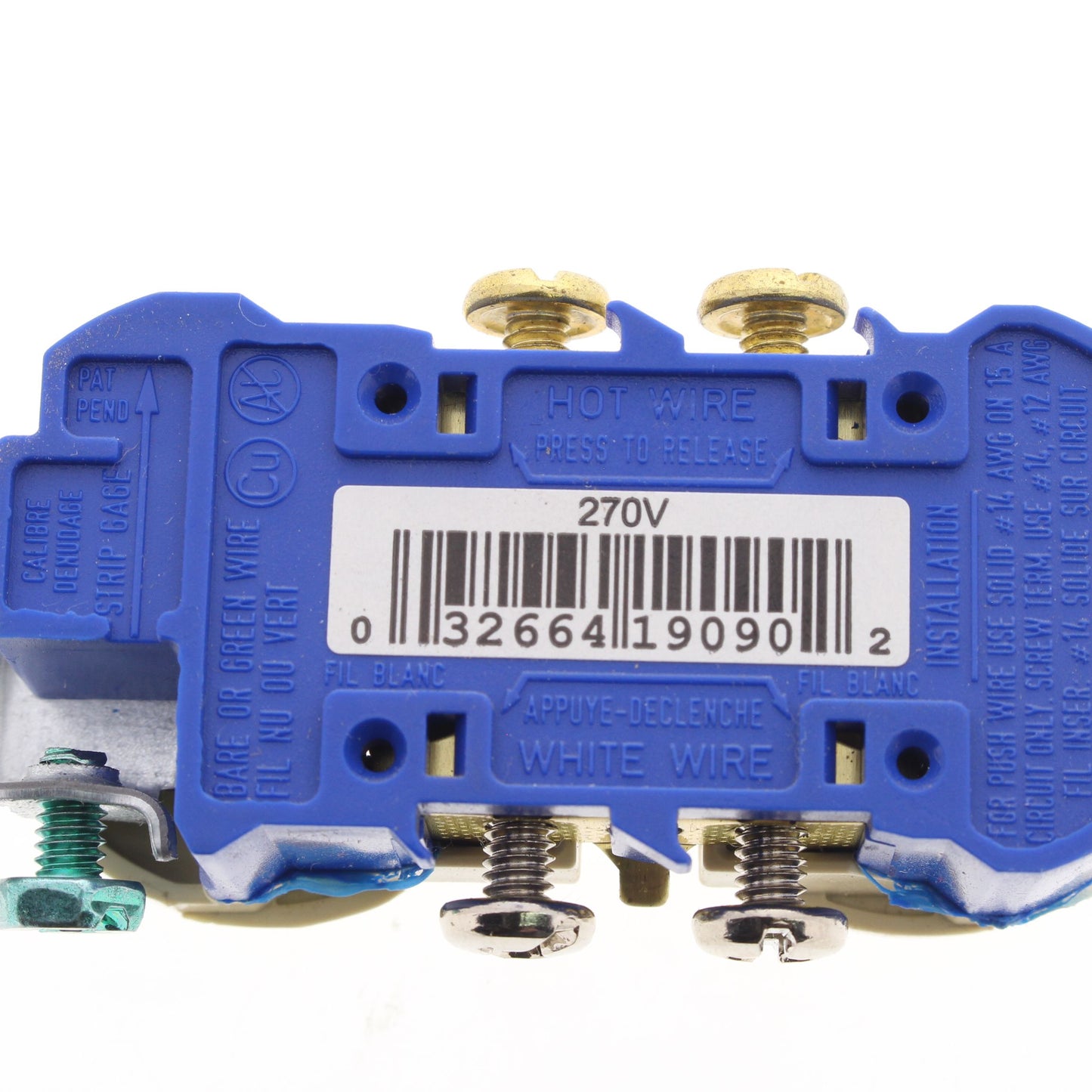Cooper 270A Almond Residential Duplex Outlet Receptacle NEMA 5-15R 15A 125V Bulk
