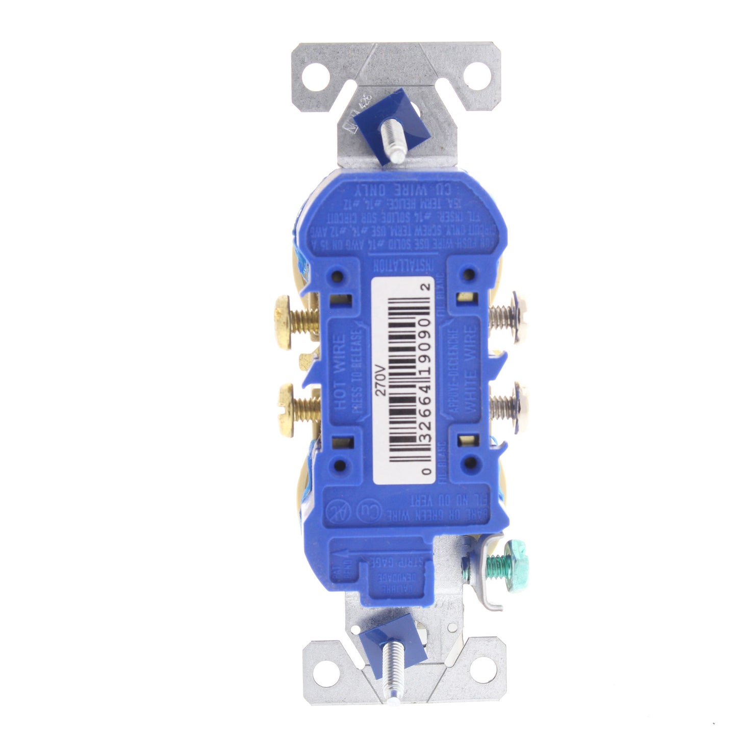 Cooper 270A Almond Residential Duplex Outlet Receptacle NEMA 5-15R 15A 125V Bulk