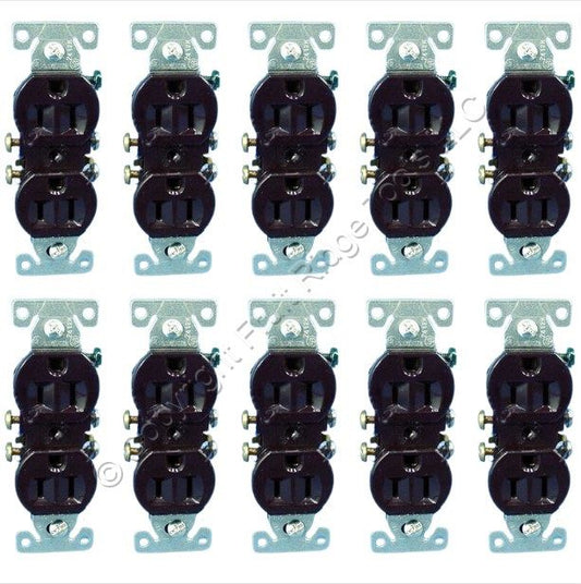 Cooper 270B Residential Grade 15A Brown Outlet Receptacles Bulk 5-15R 125V 10pcs