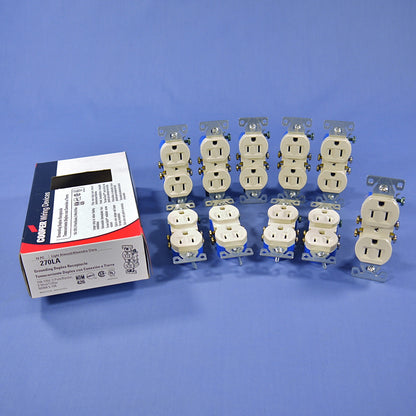 10 Cooper Light Almond Wall Outlet Duplex Receptacle Nema 5-15R 15A 125V 270LA