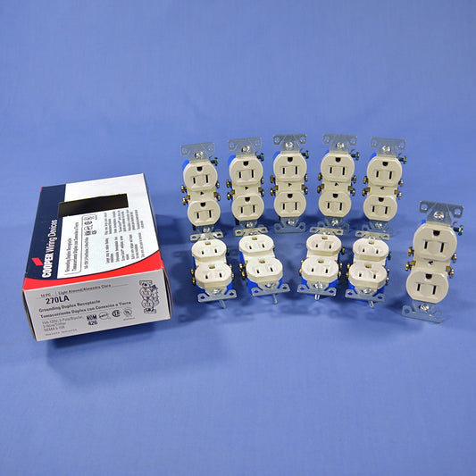 10 Cooper Light Almond Wall Outlet Duplex Receptacle Nema 5-15R 15A 125V 270LA