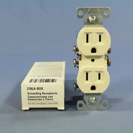 Cooper 270LA Light Almond Residential Duplex Outlet Receptacle 5-15R 15A Boxed