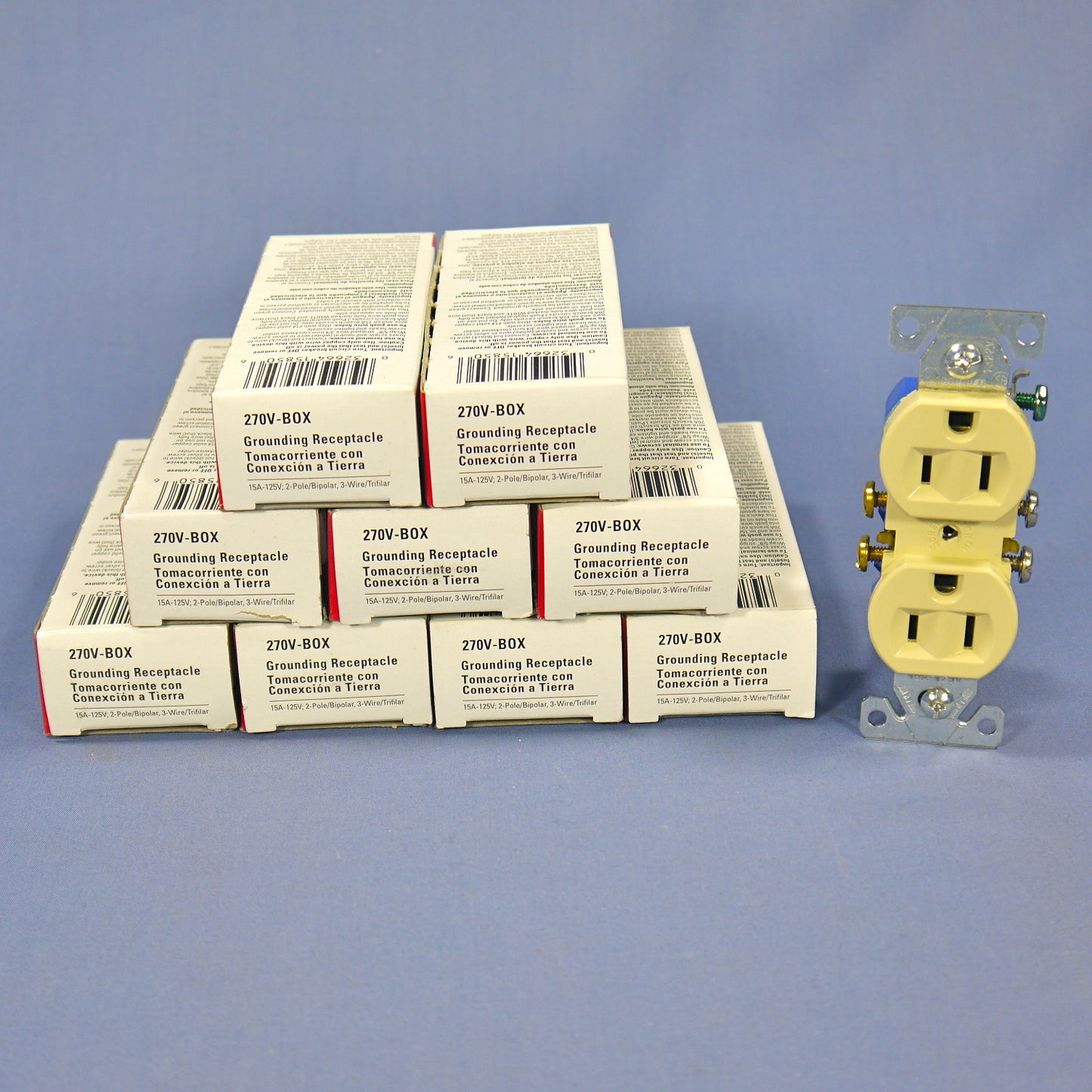 Cooper 270V Residential 15A Ivory Duplex Outlet Receptacles 5-15R 125V 10pcs
