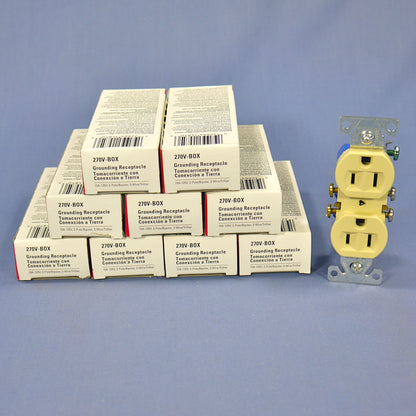 Cooper 270V Residential 15A Ivory Duplex Outlet Receptacles 5-15R 125V 10pcs