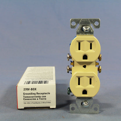 Cooper 270V Ivory Residential Grade Duplex Outlet Nema 5-15R 15A Receptacle