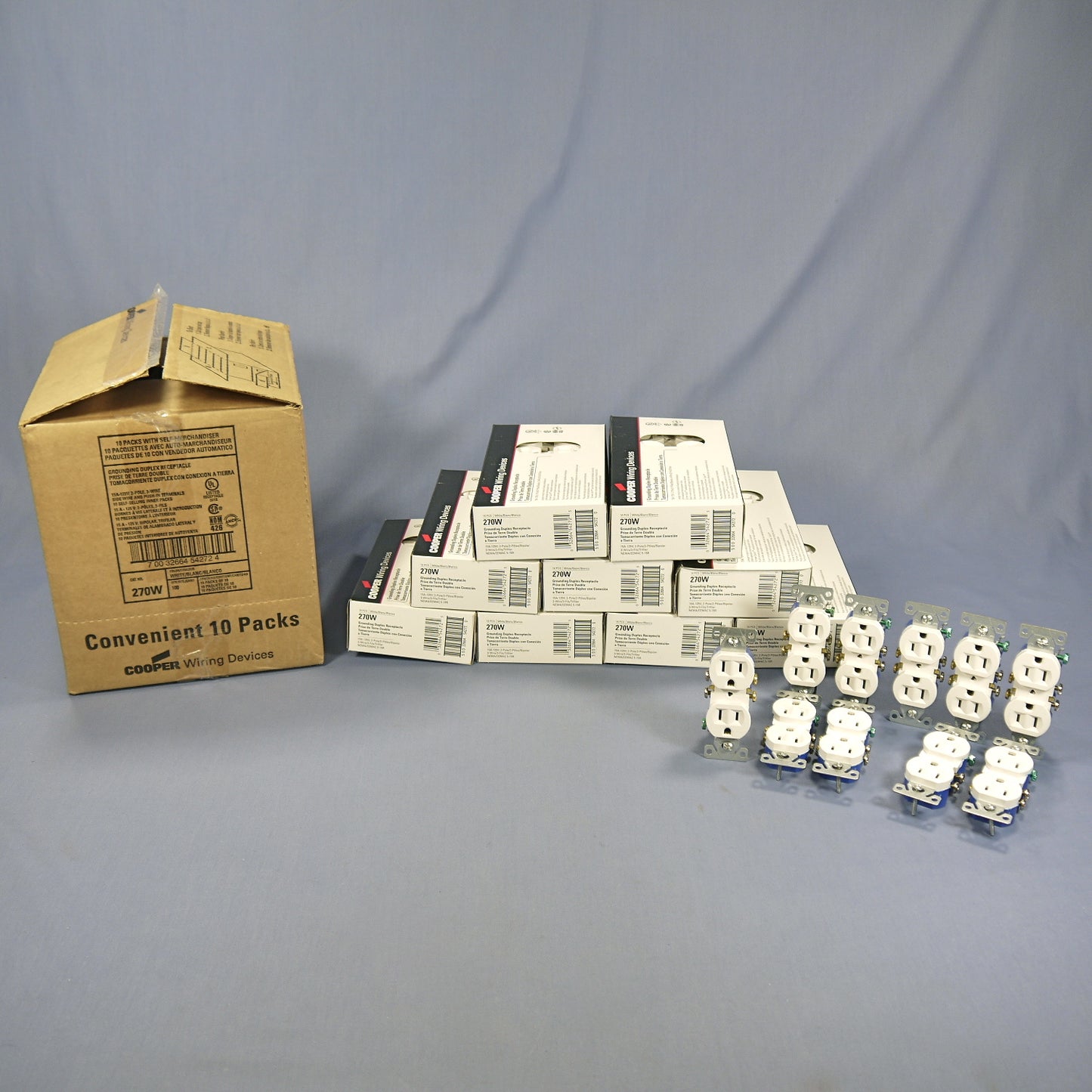 100 Cooper White Residential Duplex Outlet Receptacles Nema 5-15R 15A 125V 270W