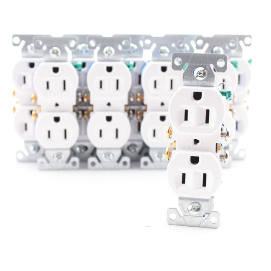 Cooper 270W White Residential 15A Duplex Outlet Receptacles 5-15R 125V 10pcs