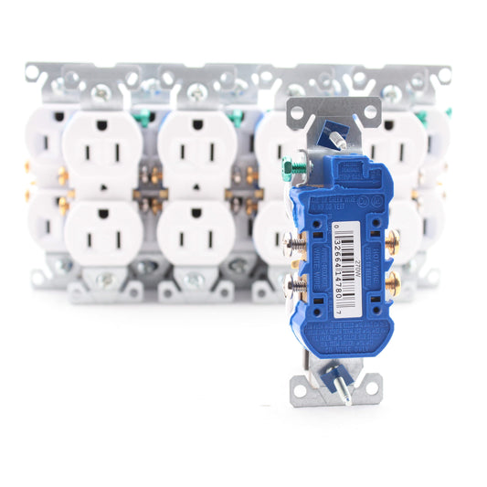 Cooper 270W White Residential 15A Duplex Outlet Receptacles 5-15R 125V 10pcs