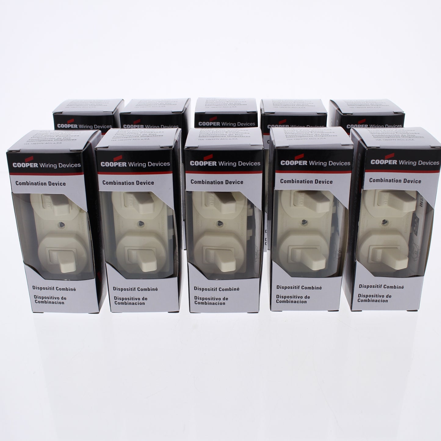 Cooper 271A Almond 15A Single Pole Double Toggle Duplex Wall Light Switches