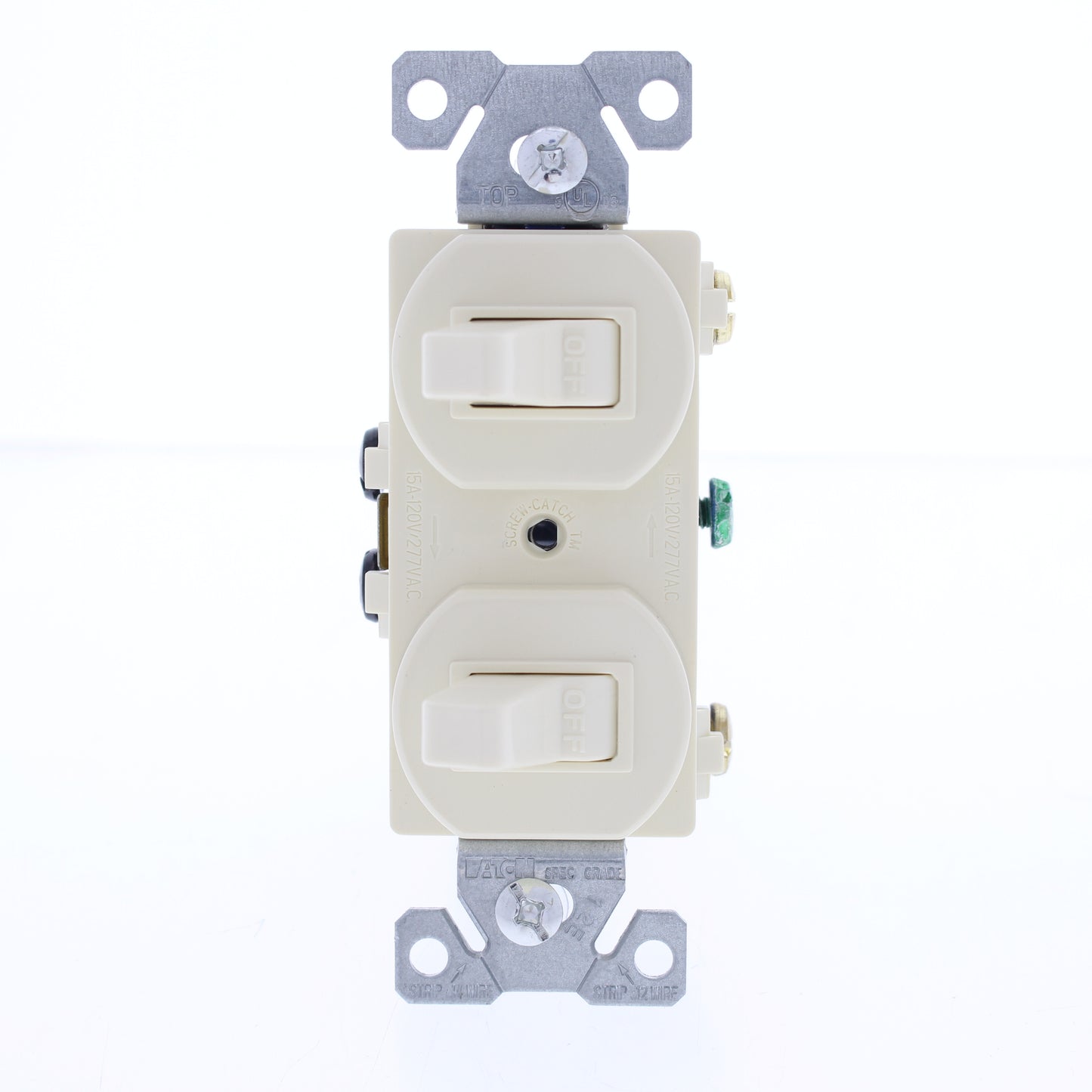 Cooper 271A Almond 15A Single Pole Double Toggle Duplex Wall Light Switches
