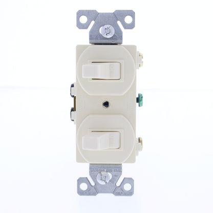 Cooper 271A Almond 15A Single Pole Double Toggle Duplex Wall Light Switches