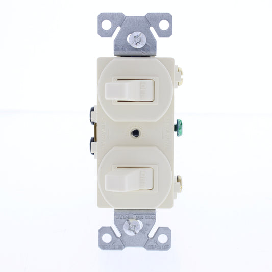 Cooper 271A Almond 15A Single Pole Double Toggle Duplex Wall Light Switches