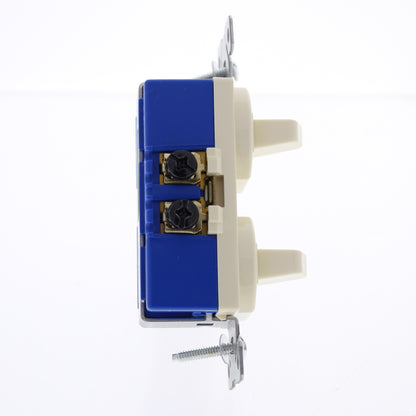Cooper 271A Almond 15A Single Pole Double Toggle Duplex Wall Light Switches