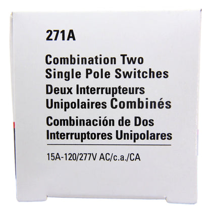 Cooper Almond Double Toggle Duplex Wall Light Switch 15A Single Pole 271A
