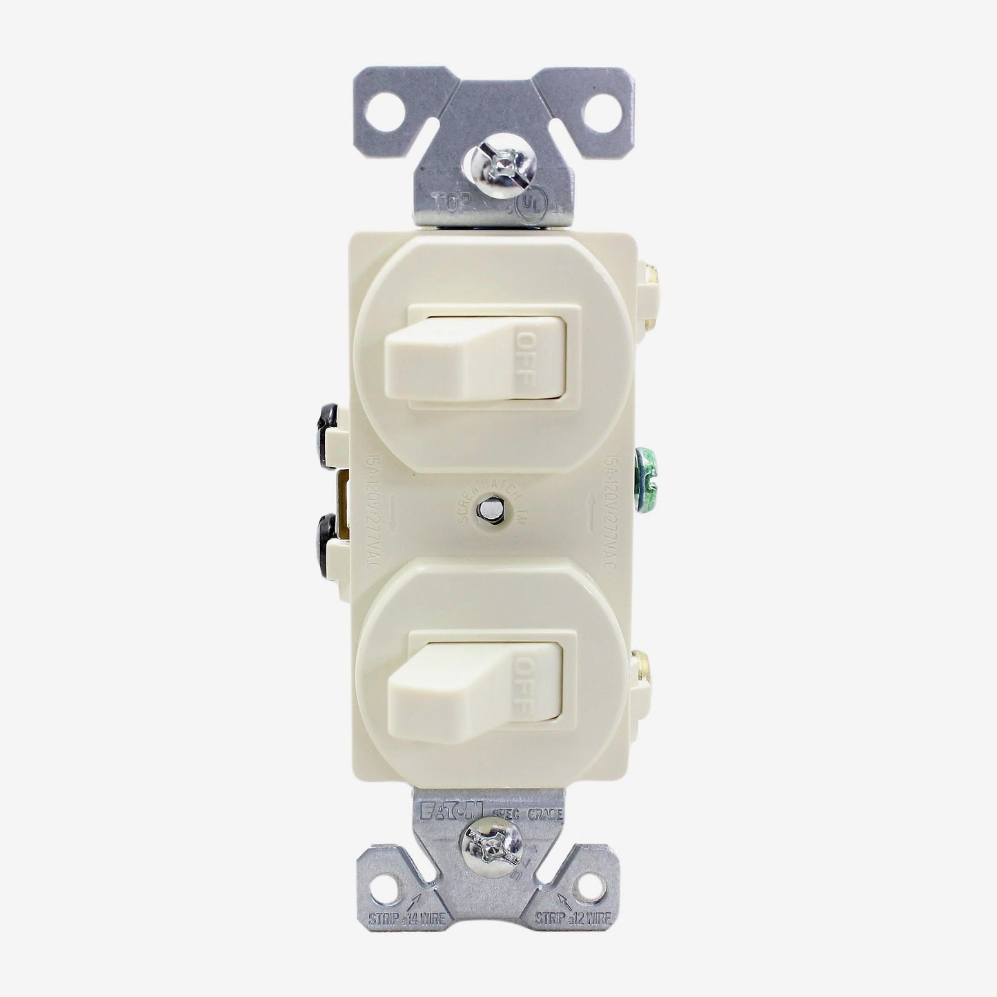Cooper Almond Double Toggle Duplex Wall Light Switch 15A Single Pole 271A