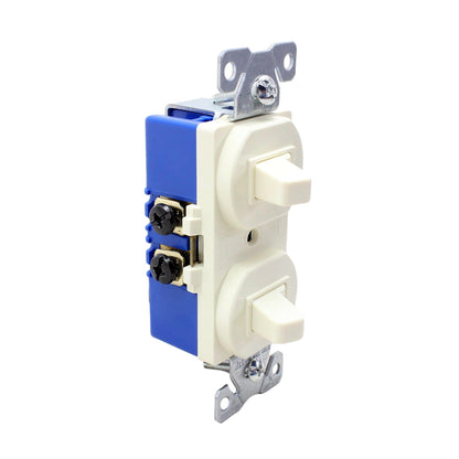 Cooper Almond Double Toggle Duplex Wall Light Switch 15A Single Pole 271A