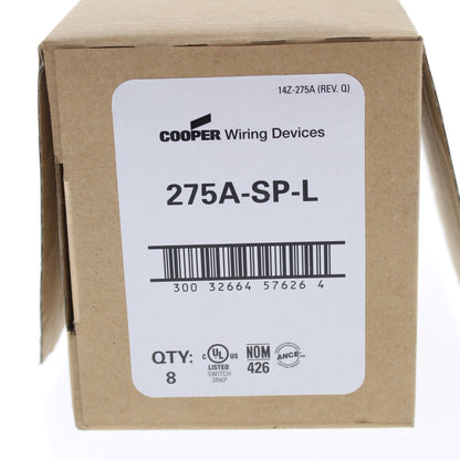 Cooper 275A 3-Way Almond pcs Double Wall Toggle Light Switch15A Single Pole 8pcs
