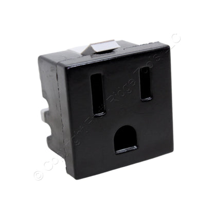 Cooper 31BK Black Quick-Connect Snap-In Receptacle w/ Grounding Screw 5-15R 15A