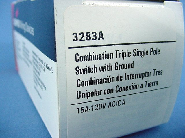 Cooper Almond Combination Decorator Triple Rocker Wall Switch Control 3283A