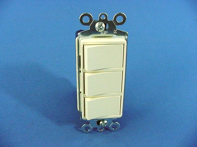 Cooper Almond Combination Decorator Triple Rocker Wall Switch Control 3283A