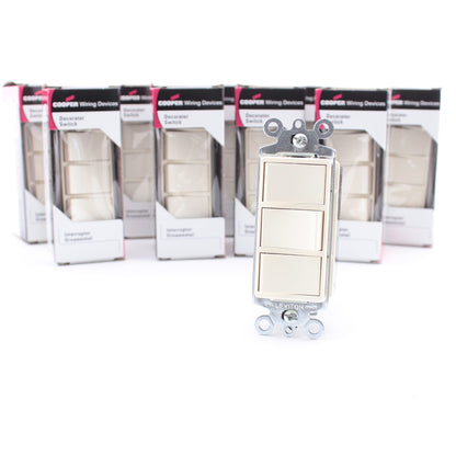 Cooper 3283A-SP Almond Combination Decorator Triple Rocker Switch Controls 10pcs
