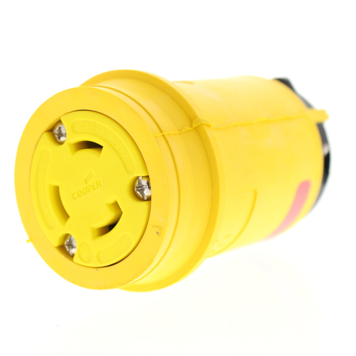 Cooper 3333CY Yellow Watertight 3-Pole 3-Wire 30A 125/250V Locking Connector