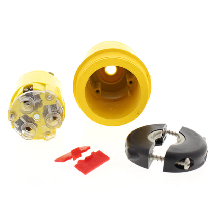 Cooper 3333CY Yellow Watertight 3-Pole 3-Wire 30A 125/250V Locking Connector