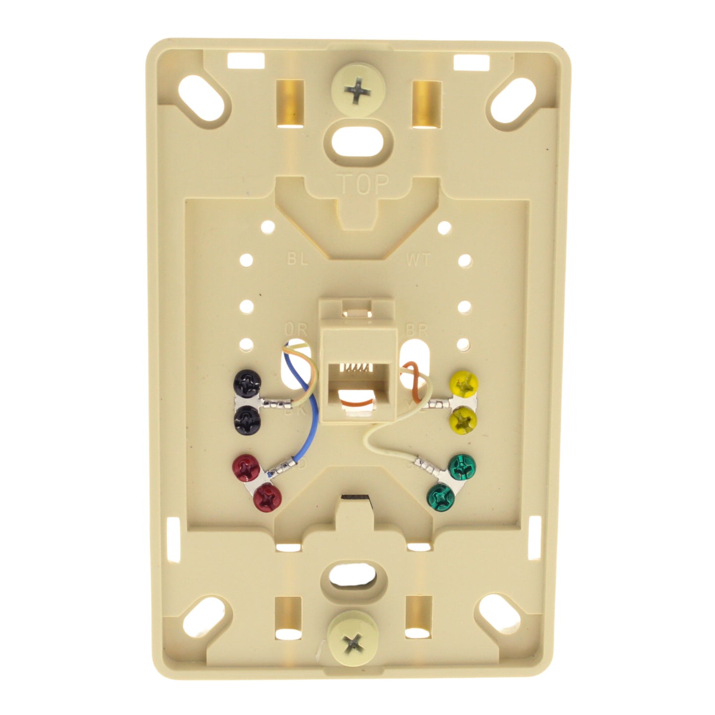 Cooper 3521-4V Ivory 1-Gang 4-Conductor Phone Jack Wall Mounting Plate Type 630A