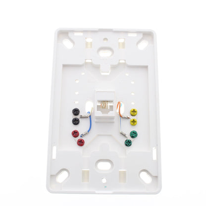 Cooper 3521-4W White 1-Gang 4-Conductor Phone Jack Wall Mounting Plate Type 630A