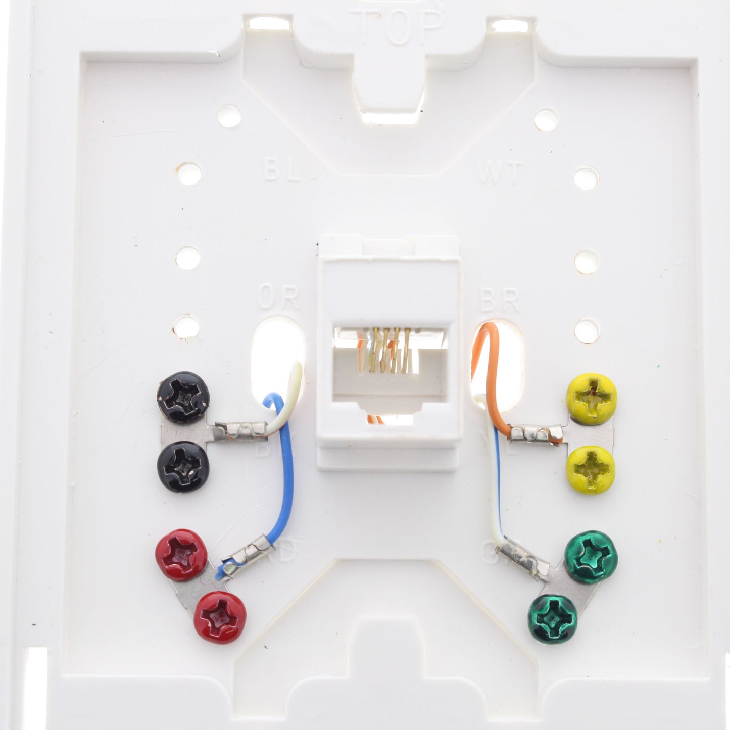 Cooper 3521-4W White 1-Gang 4-Conductor Phone Jack Wall Mounting Plate Type 630A