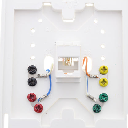 Cooper 3521-4W White 1-Gang 4-Conductor Phone Jack Wall Mounting Plate Type 630A