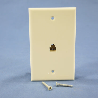 Cooper 3532-4A Almond 1-Gang Telephone Jack Wallplate 4-Conductor Flush Mount