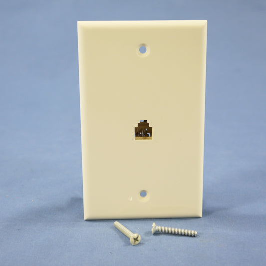 Cooper 3532-4A Almond 1-Gang Telephone Jack Wallplate 4-Conductor Flush Mount
