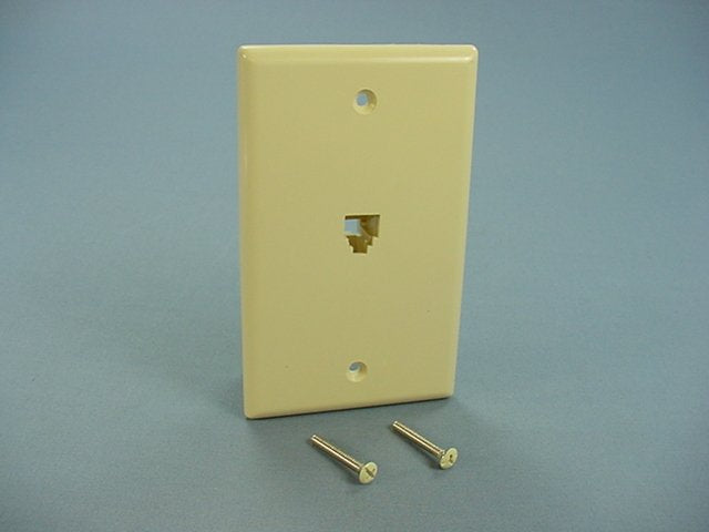 Cooper Ivory Flush Mount Phone Jack Wall Plate 4-Conductor Telephone 3532-4V