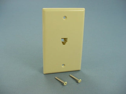 Cooper Ivory Flush Mount Phone Jack Wall Plate 4-Conductor Telephone 3532-4V