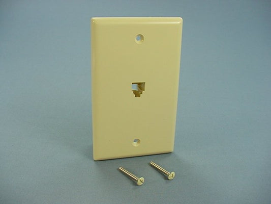 Cooper Ivory Flush Mount Phone Jack Wall Plate 4-Conductor Telephone 3532-4V