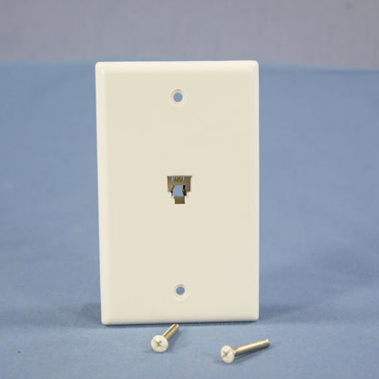 Cooper 3532-4W White 1-Gang Telephone Jack Wall Plate 4-Conductor Flush Mount