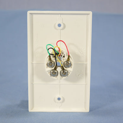 Cooper 3532-4W White 1-Gang Telephone Jack Wall Plate 4-Conductor Flush Mount