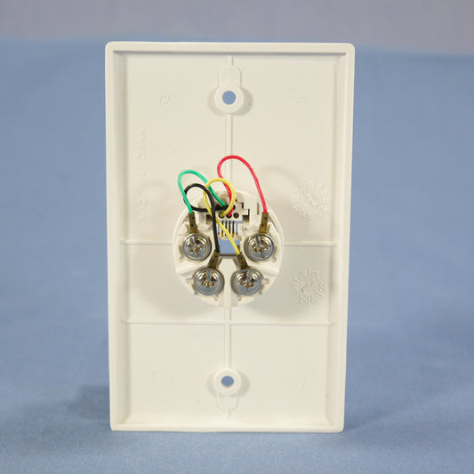 Cooper 3532-4W White 1-Gang Telephone Jack Wall Plate 4-Conductor Flush Mount