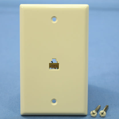 Cooper 3532-6A Almond 1-Gang Phone Jack Wallplate 6-Conductor Flush Mount Cover
